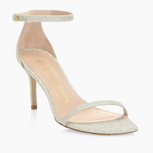 Stuart Weitzman - Nudistcurve Glitter Kitten Heel Sandal - Picture 8 of 11